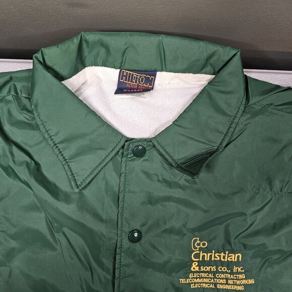 Vintage Hilton Apparel Jacket XL Green 80s Windbreaker Workwear Dad Grandpa - Picture 4 of 12